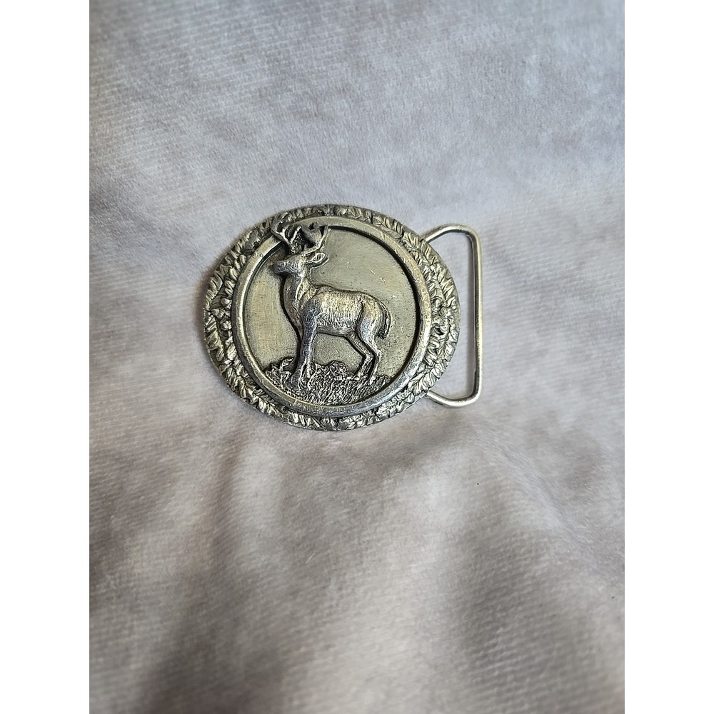 1985 Bergamot Brass Works C75 Whitetail Deer Belt Buckle Made USA